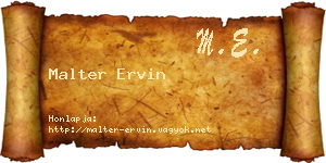 Malter Ervin névjegykártya